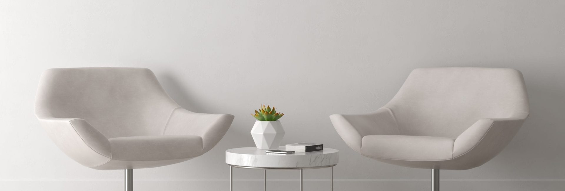 Interior of modern living room with chair 3D rendering